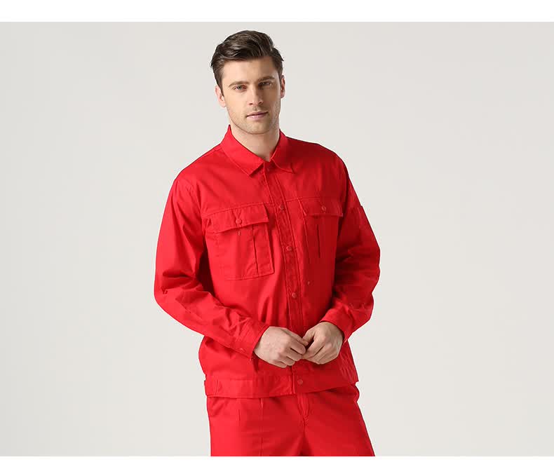 罗蒙romon夏季工作服套装男短袖棉工地焊工服电焊工厂车间劳保服上衣