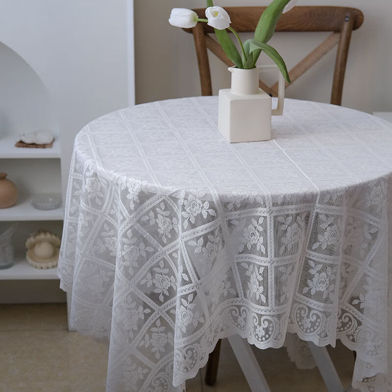 独格蕾丝桌布ins风白色床头排骨架茶几搭配盖布小清新正方形桌布蕾丝