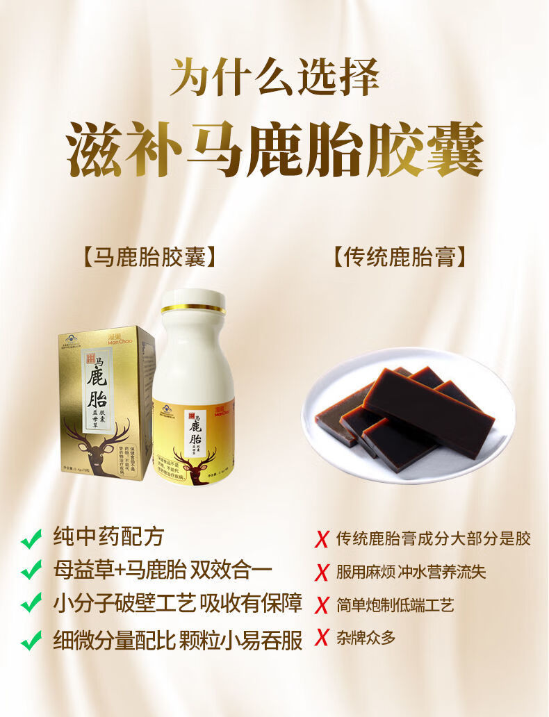 鹿胎胶囊多停经闭经月经不调量少血更年期紊乱1盒体验装8天5选择