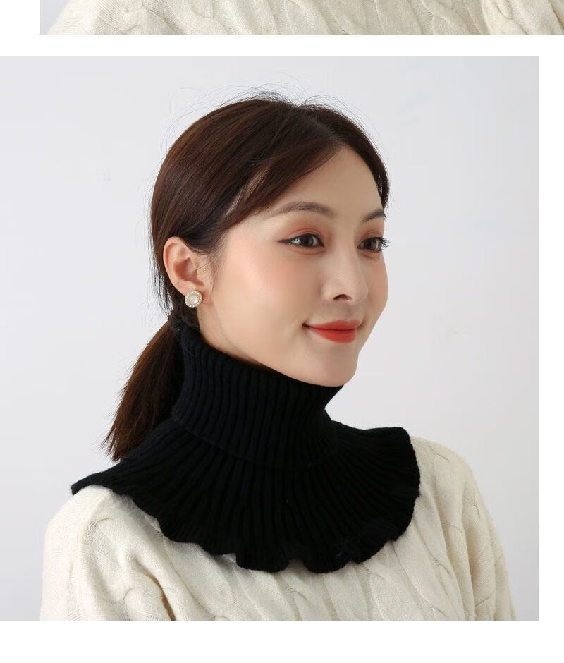 桑雀秋冬季假领子女士百搭针织毛线围脖多功能高领护颈椎脖子保暖假领
