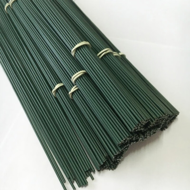 2号丝带玫瑰花花杆绿铁丝花杆花束包装材料竹签玫瑰花杆铁丝花杆 40长