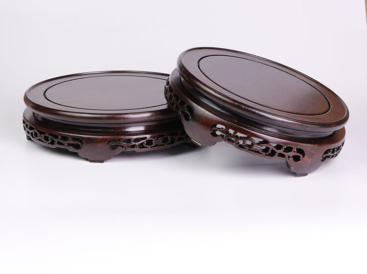 木木园底座增高雕花木托瓷瓶花瓶木座工艺品摆件鱼缸底座托架浮雕洋花