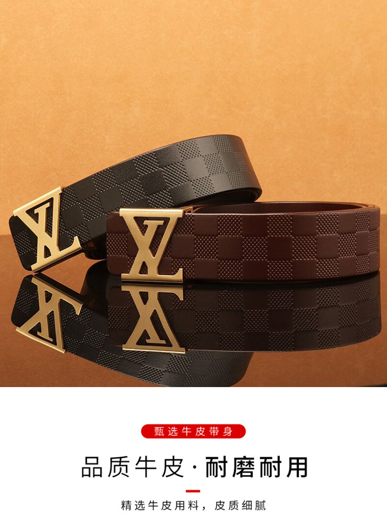 sznr轻奢品牌奢侈品皮带男高档平滑扣头层牛皮男士腰带新款商务休闲