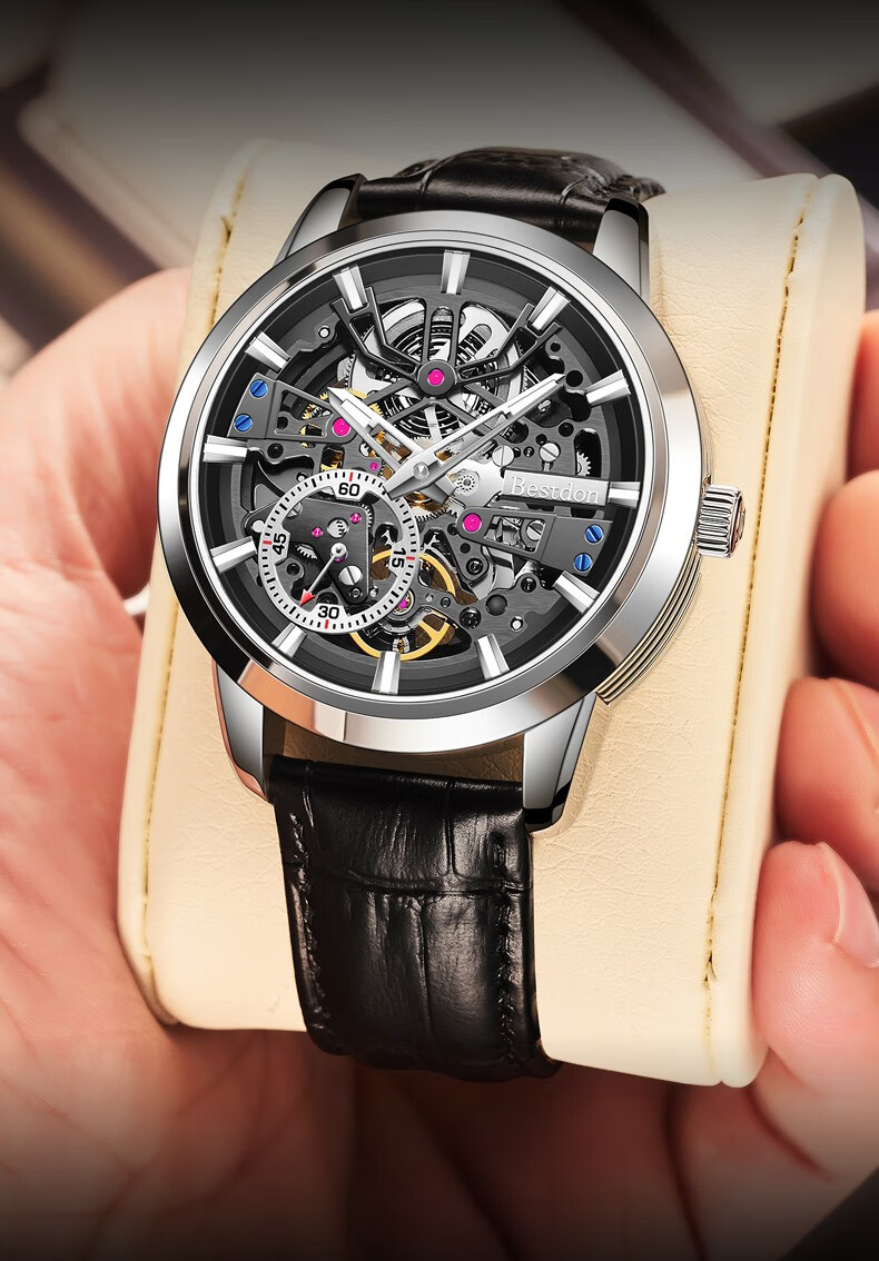 邦顿bestdon手表男士全自动镂空机械表时尚酷玩多功能防水夜光透底