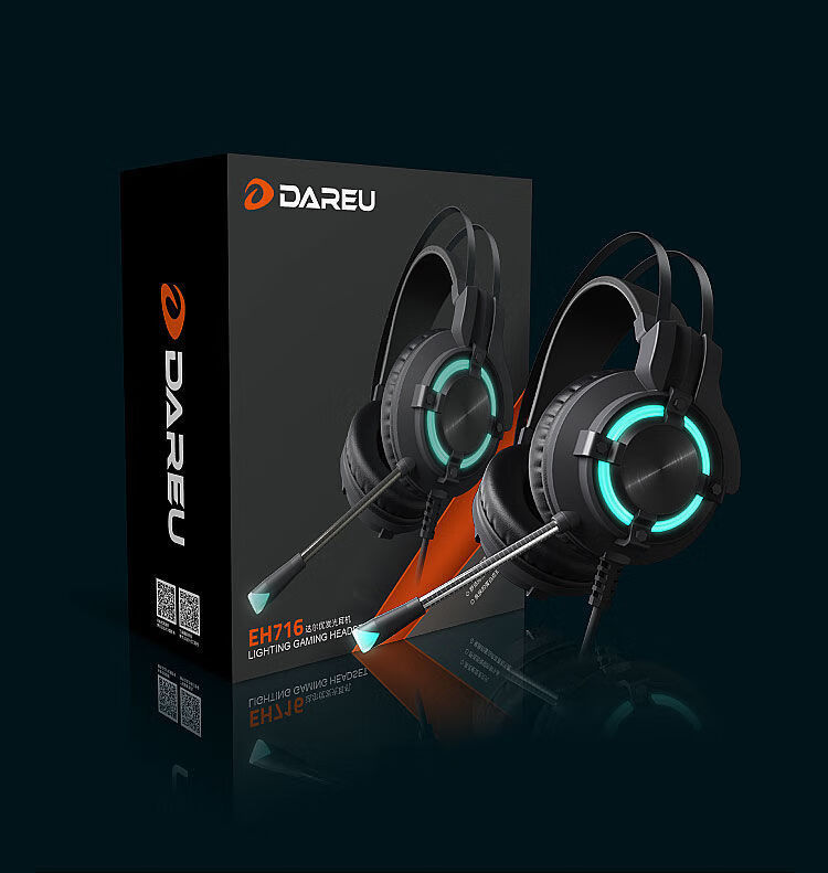 达尔优适用dareueh716头戴式耳机带麦电脑电竞耳机网课学习耳机eh716