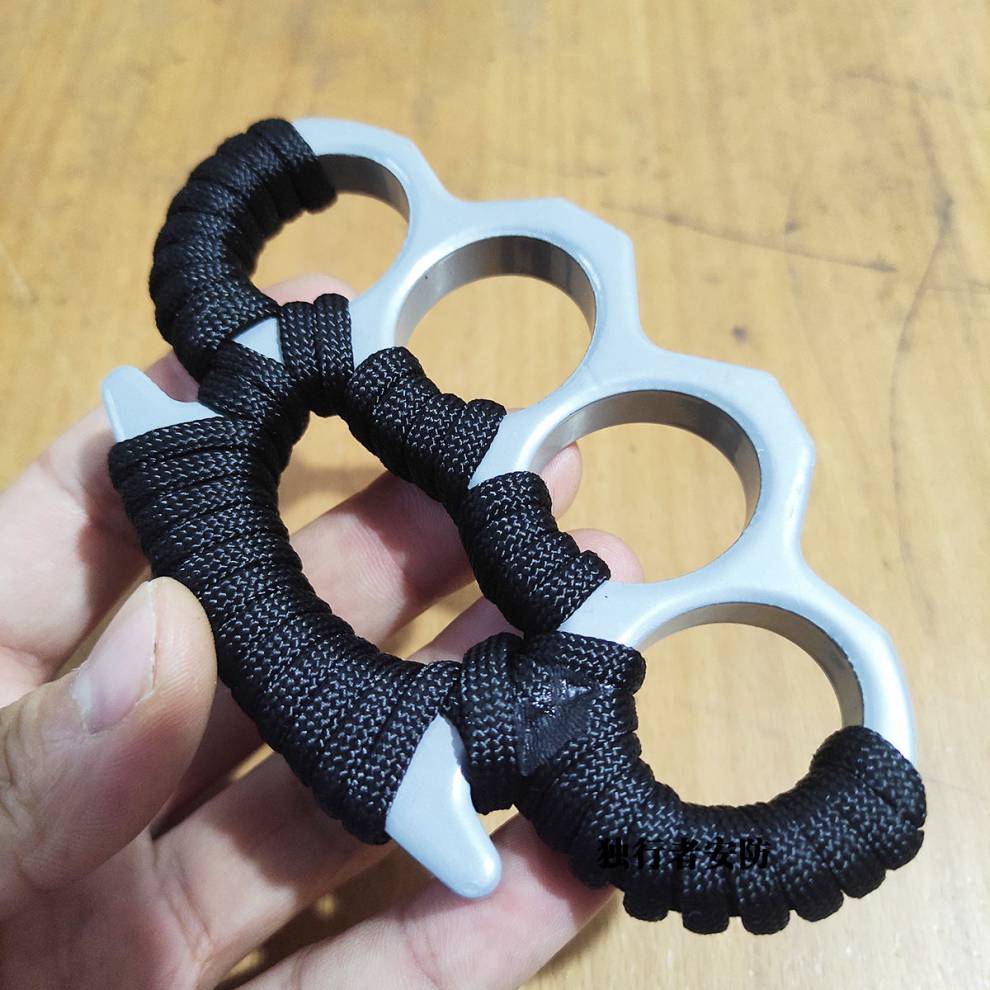 手指虎 拳扣指虎车载逃生器野营两指扣双四单手撑戒 银灰虎加厚 标准