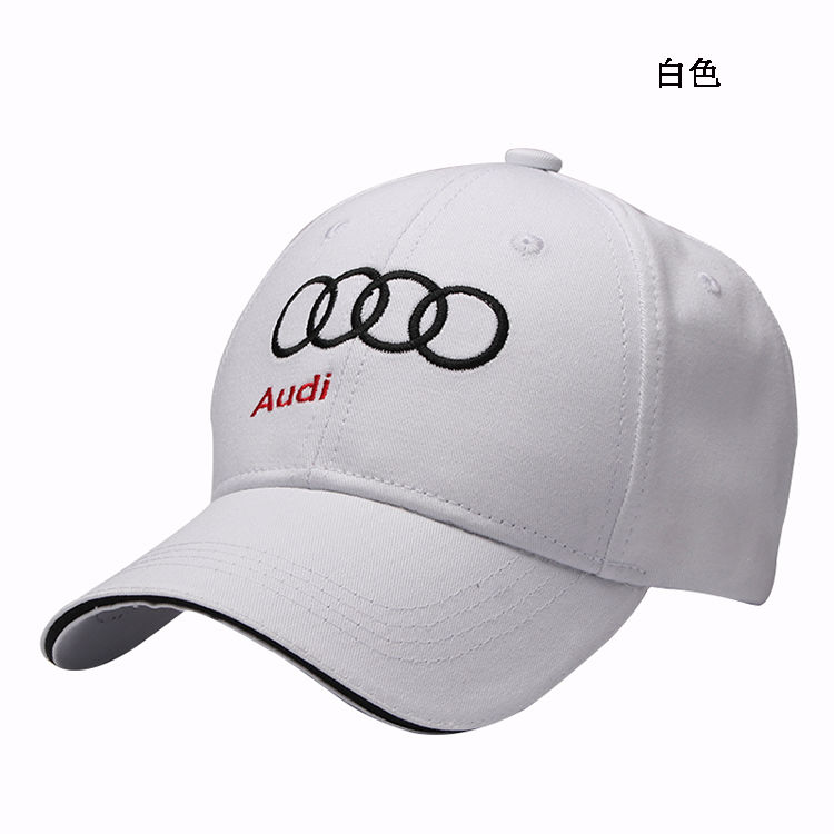 奥迪车标棒球帽男士帽子刺绣赛车帽audi奥迪车标鸭舌帽子 黑色 56cm