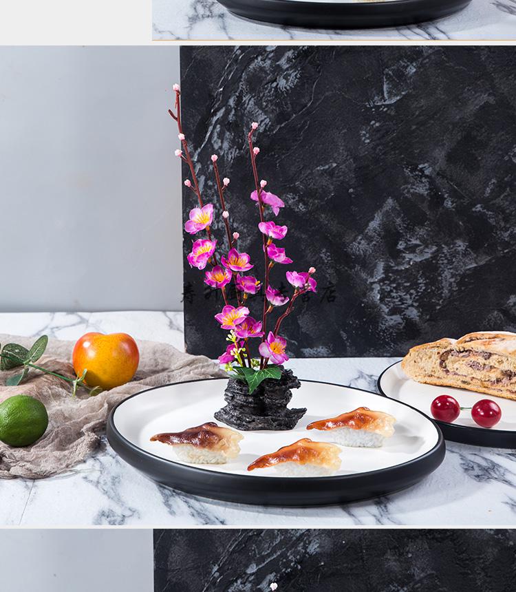 酒店餐厅刺身拼盘菜品盘饰摆盘装饰花草创意小摆件围边点缀花石头梅花
