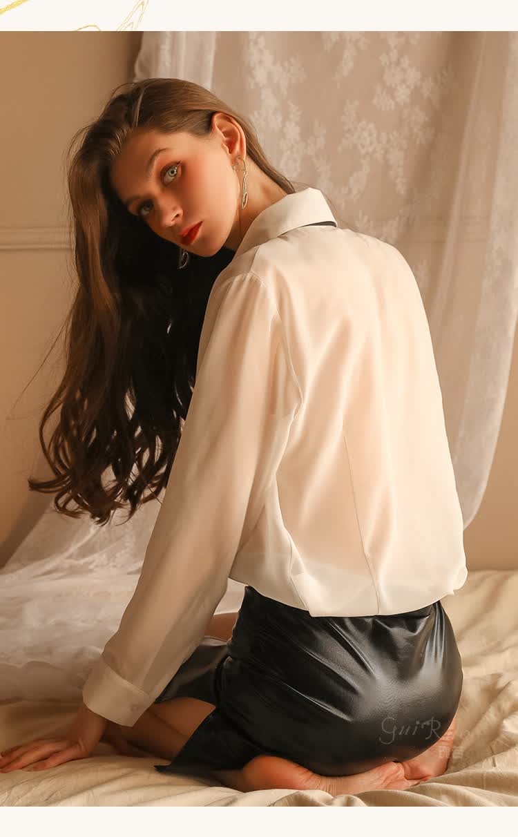 wavaw性感网纱透视诱惑职业装角色扮演性感秘书制服套装 白色 m【图片