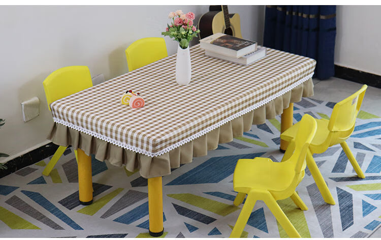 幼儿园桌布套布艺长方形茶几罩防水防油课桌长发桌子套罩桌套桌布印花