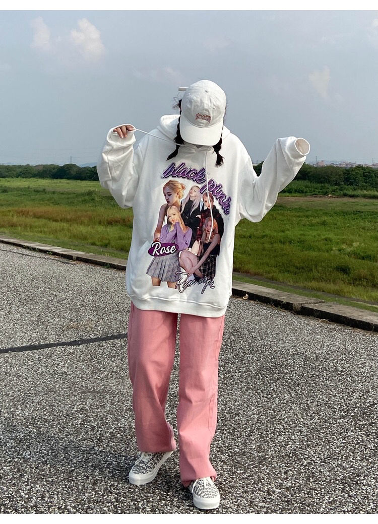 高品质卫衣女冬新款国潮blackpink印花rose朴彩英同款卫衣女ins宽松