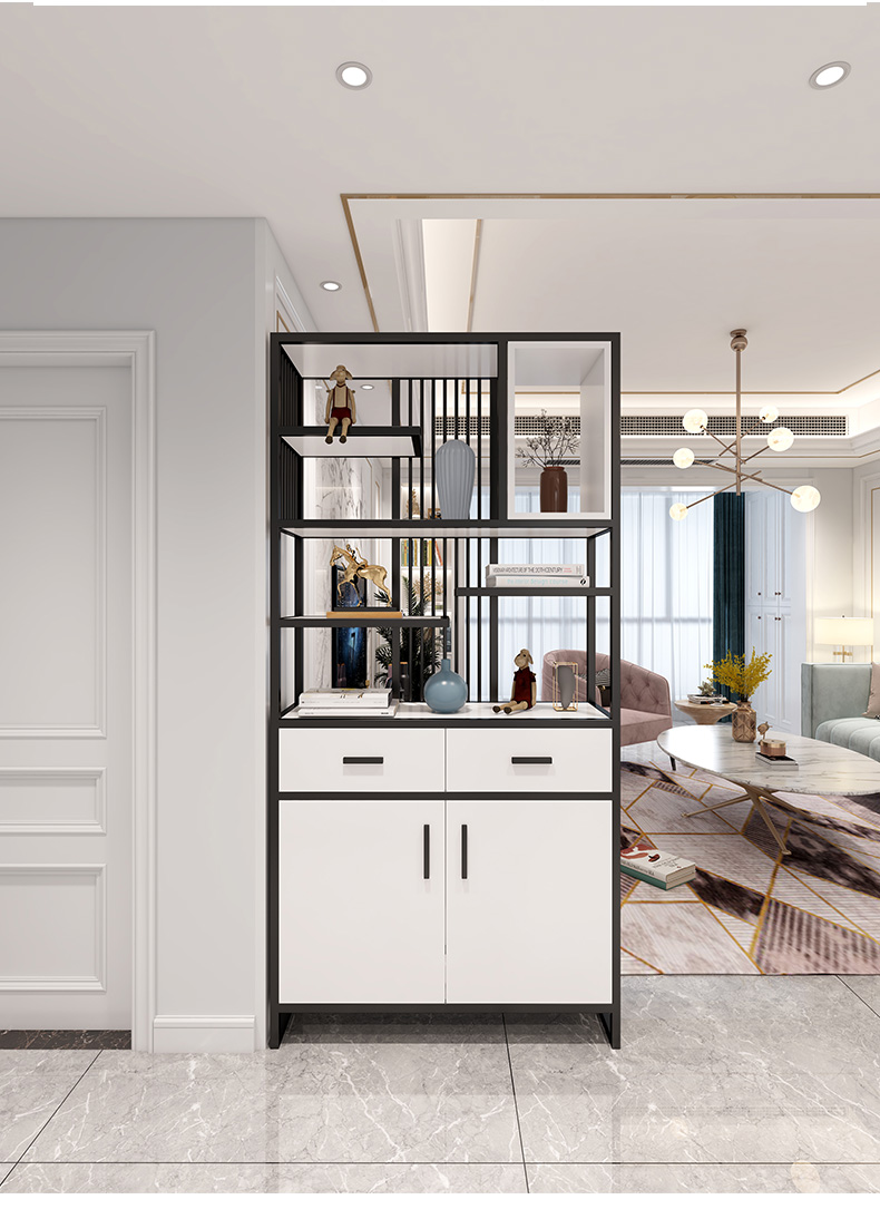 进门玄关柜鞋柜一体客厅简约现代屏风隔断置物柜轻奢风间厅柜黑色