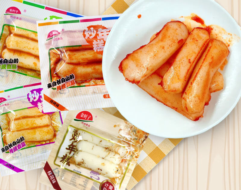 炒年糕麻辣烧烤桂花即食年糕零食小年糕打糕甜不辣延边风味金时子年糕