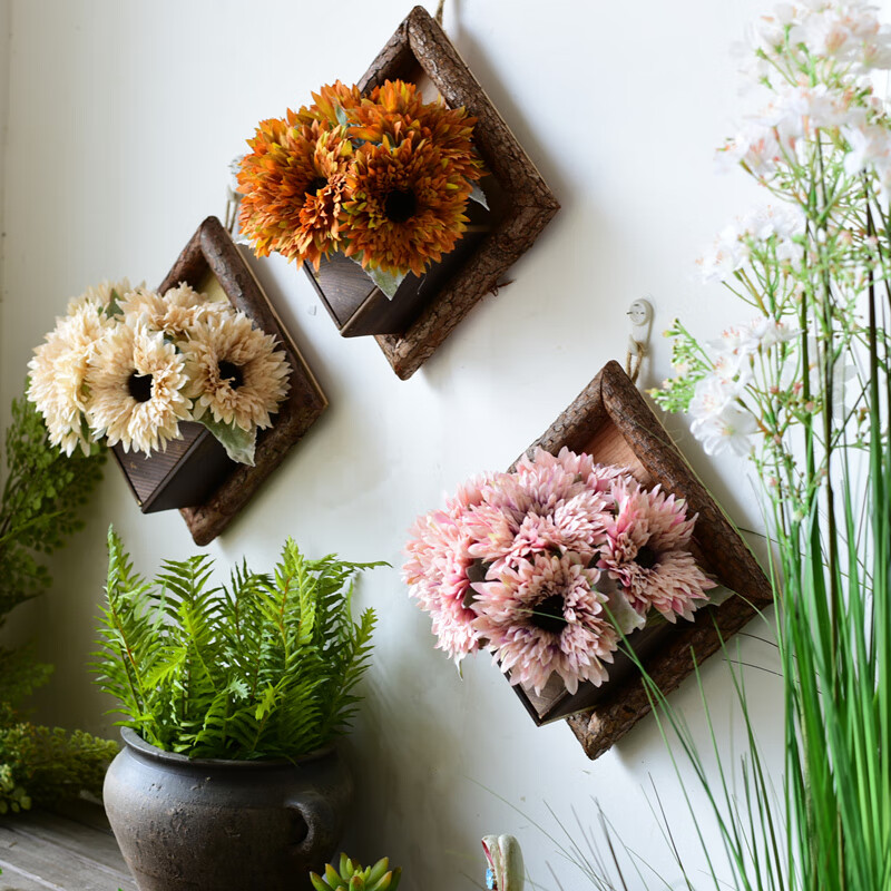 挂花墙面装饰挂件墙上田园风创意挂饰餐厅酒吧墙壁装饰仿真花绿植壁挂