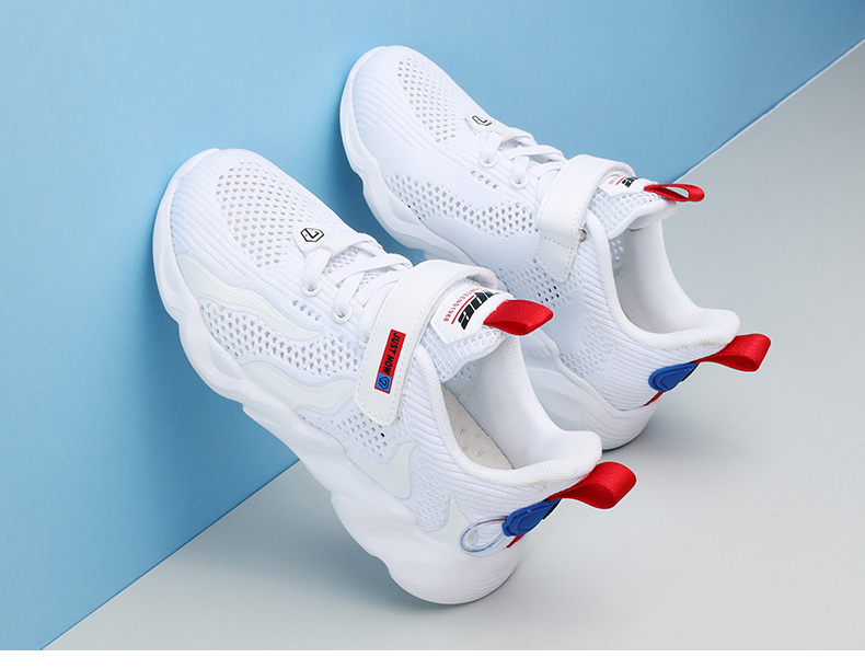 七波辉儿童小白鞋单网透气春季新款2022年学生休闲鞋男童运动鞋潮