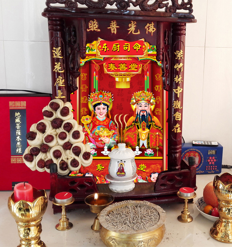 2022年新款灶王爷神像贴灶王爷灶神像厨房贴纸灶君神像3d灶公灶婆像