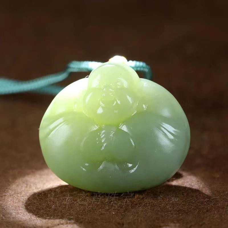 尊首 笑佛和田玉吊坠玉佛女弥勒佛公挂坠玉佩新疆玉石男抱抱佛项链