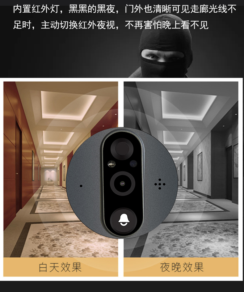 小米mi生态通用可视猫眼门铃家用无线wifi远程监控摄像头智能电子防盗