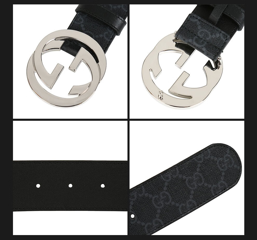 gucci古驰新品男士经典款双g皮带腰带411924kgdhx黑色100