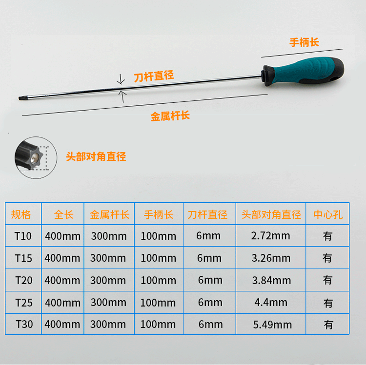 加长梅花螺丝批铬钒钢t20六角花型起子特长内六角螺丝刀磁性改锥配件