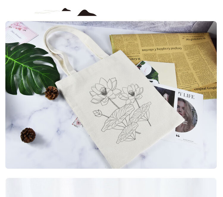 崇迈 古风彩绘帆布包女花朵简约环保袋活动涂鸦布袋写生diy手绘帆布袋