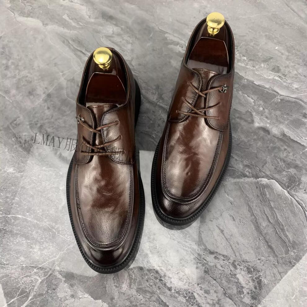 诺思烟斗皮鞋牛皮圆头时尚皮鞋系带日常百搭风皮鞋抖音同款 lmay ns
