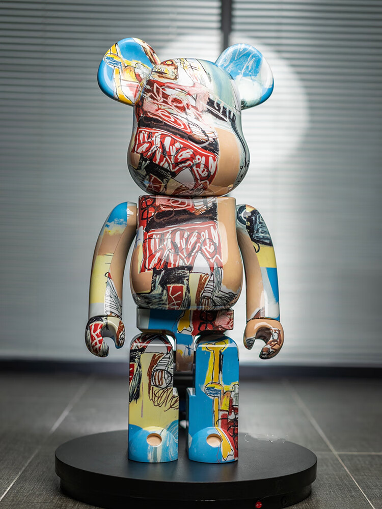 万代bandai400暴力熊客厅摆件木熊水波纹公仔潮公仔盲盒玩偶紫色高端