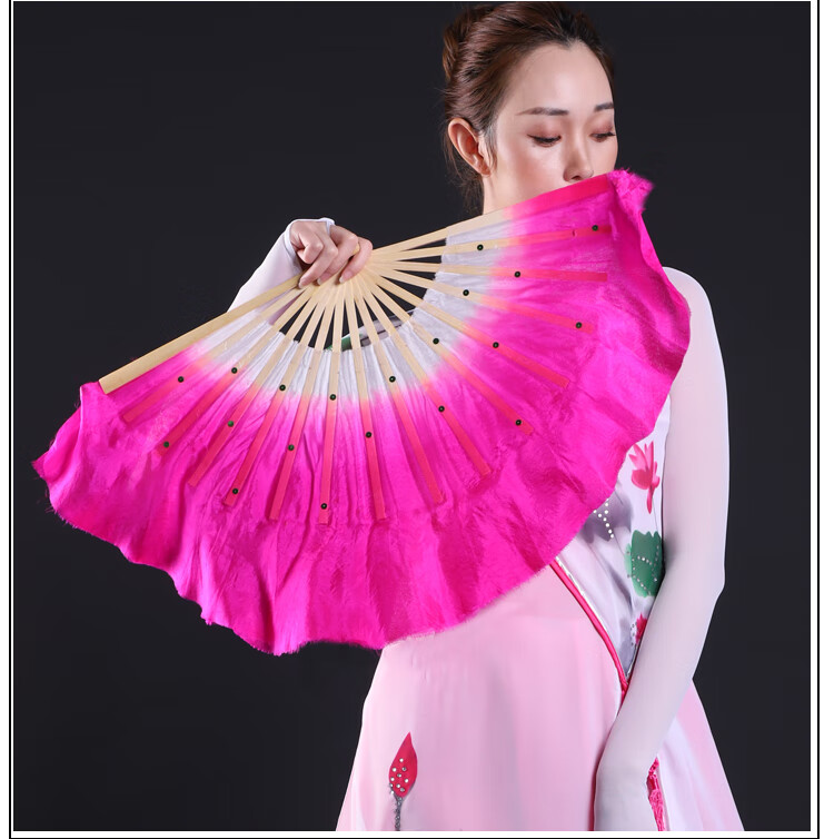 广场舞扇子真丝舞蹈扇子跳舞扇子双面一对竹骨左右手胶州扭秧歌扇广场