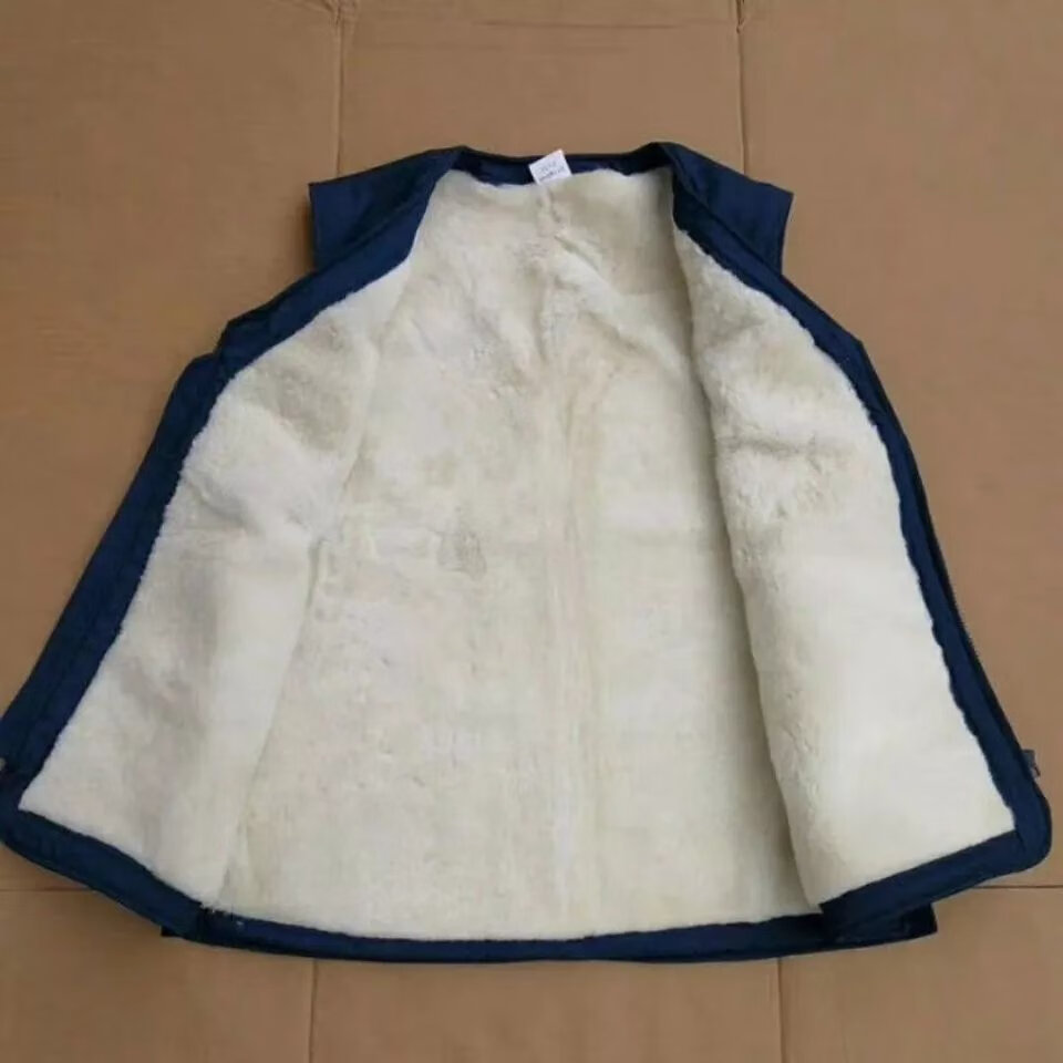 领导马甲防寒服14地勤皮背心蓝色寒区羊皮毛马甲夹背心防寒保暖老人