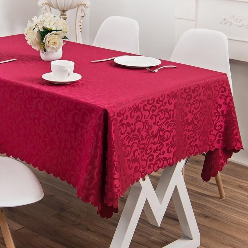 美短 酒店桌布方形正方形长方形餐桌布圆形桌布台布餐厅饭店酒红色 酒