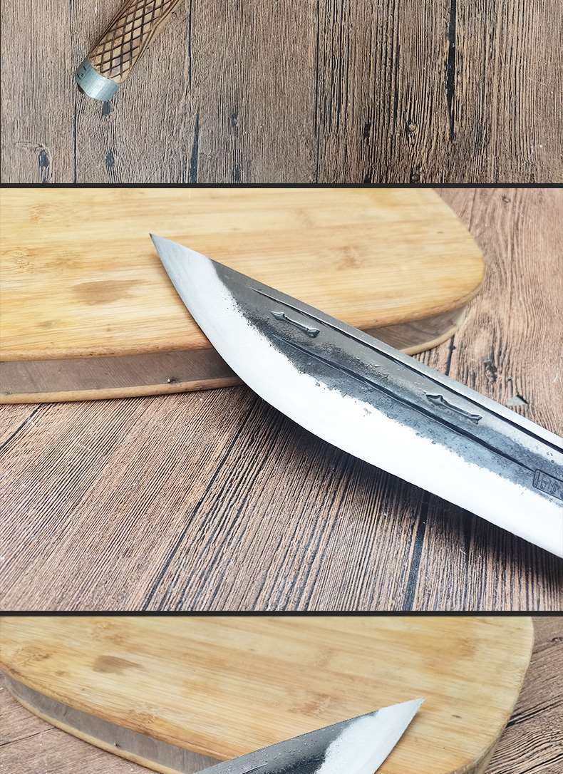 杀猪放血专用刀杀猪尖刀苗家刀纯手工轨道钢锻打屠宰刀屠夫专用斩骨刀