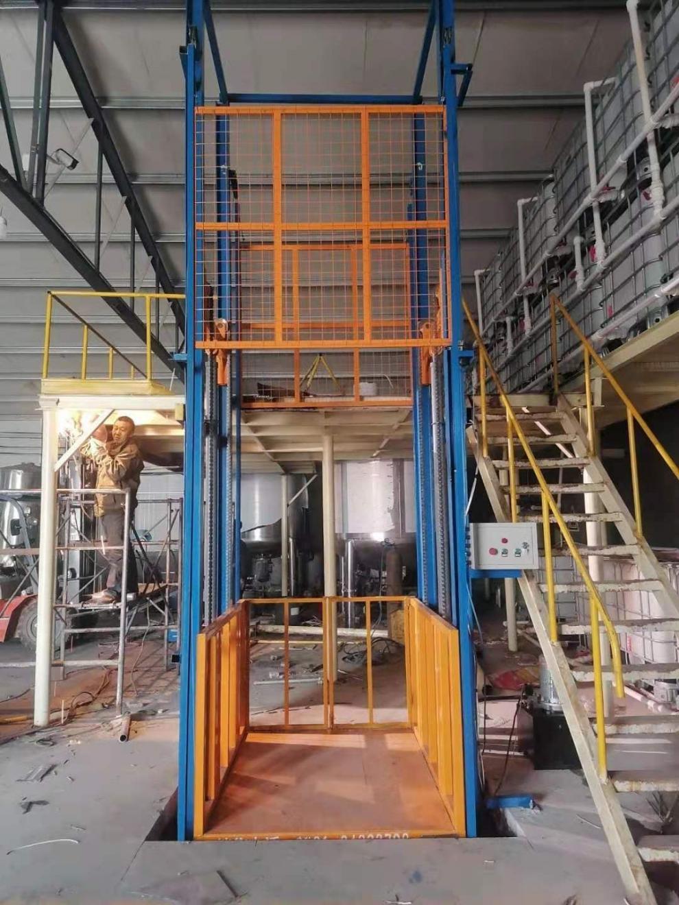 电动液压升降平台简易小型升降机导轨式举升机提升机双轨厂房货梯