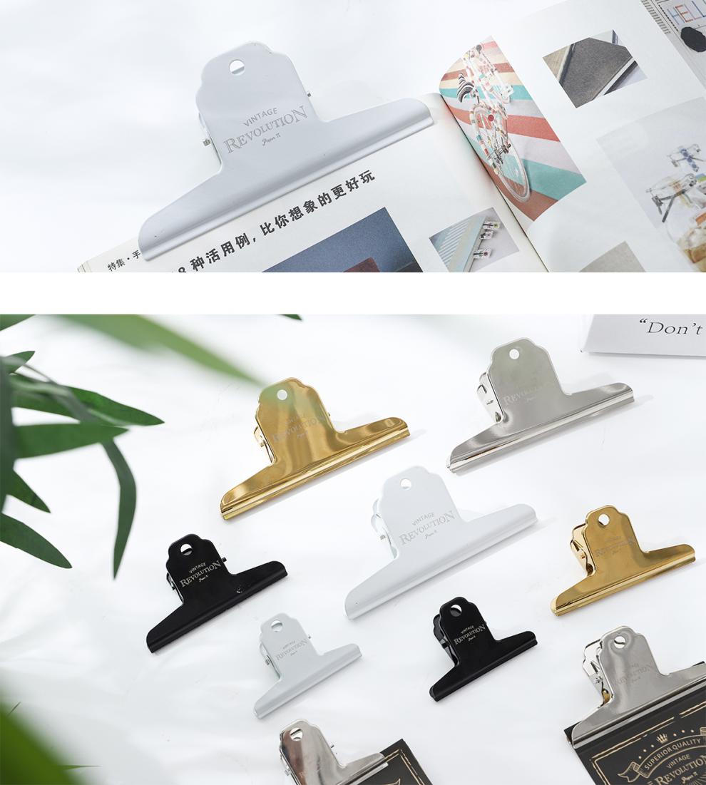 复古金属票据夹手帐夹夹子文具大号长尾夹试卷固定夹小夹子燕尾夹左一