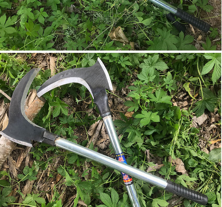 高锰钢双镰刀农用加厚不锈钢柴刀长柄除草神器户外钓鱼割草刀高锰钢双