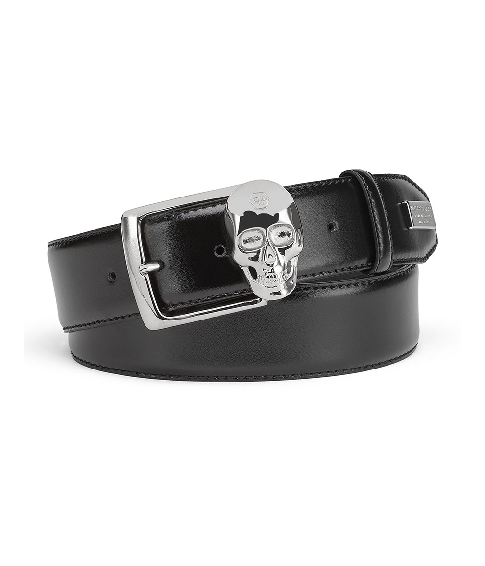 菲利普普兰(philipp plein)男士皮带牛皮骷髅头像针扣式腰带 mva0534