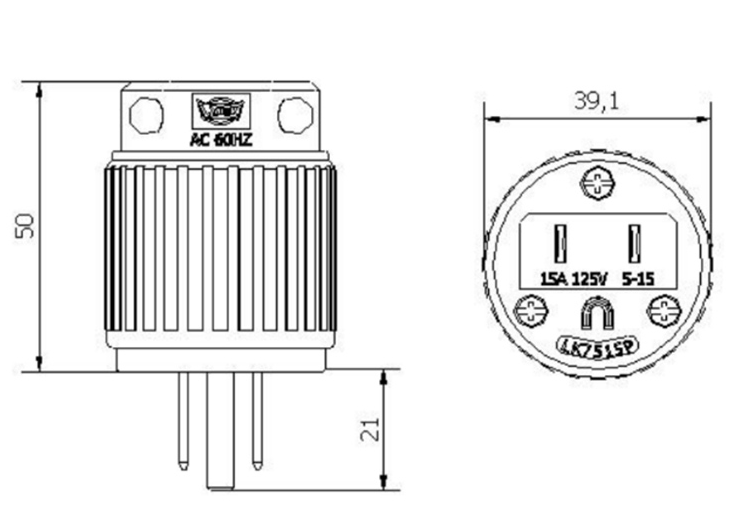 美标电源插头插座15a20a发电机美规接线插头带ul认证日本美式lk5515r