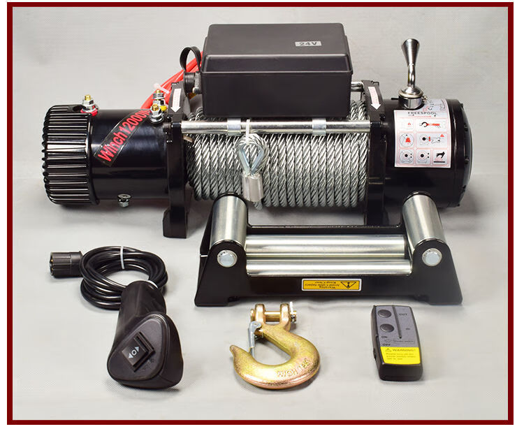 秋屏电动绞盘12v车载 小吊机24v电动葫芦卷扬机 越野车自救汽车g可