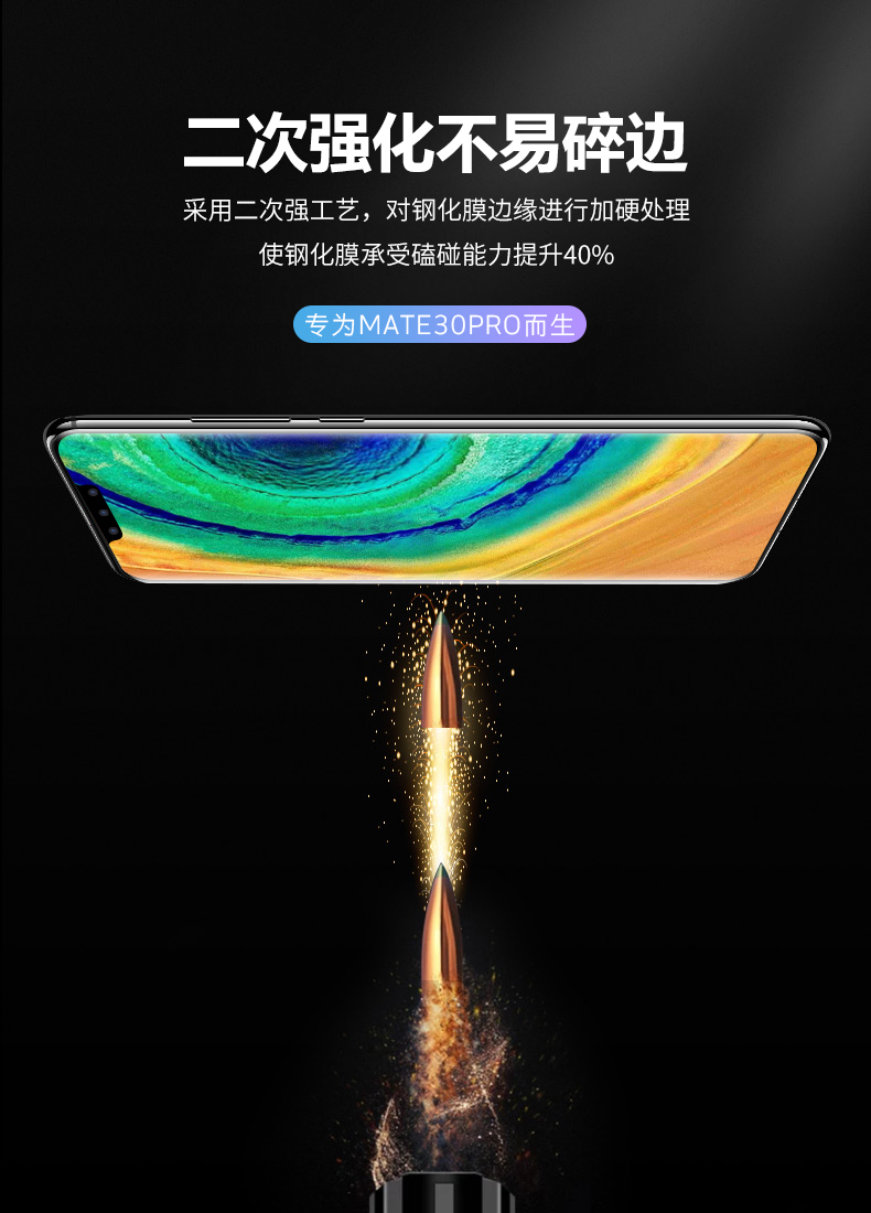 肖虎 华为mate30pro钢化膜uv全胶无黑边曲面屏全屏水凝膜手机膜 【高