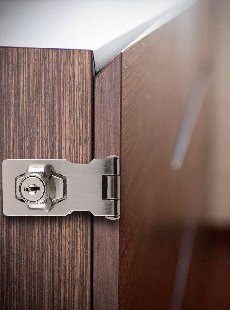 商用盗冰箱锁免开孔抽屉锁柜子柜门搭扣锁家用衣柜免打孔冰柜锁螺丝款