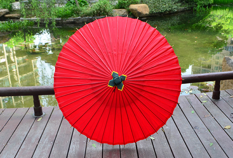 qiced新品油纸伞红色日式油纸伞长柄和风伞雨伞和服摄影伞日式餐厅