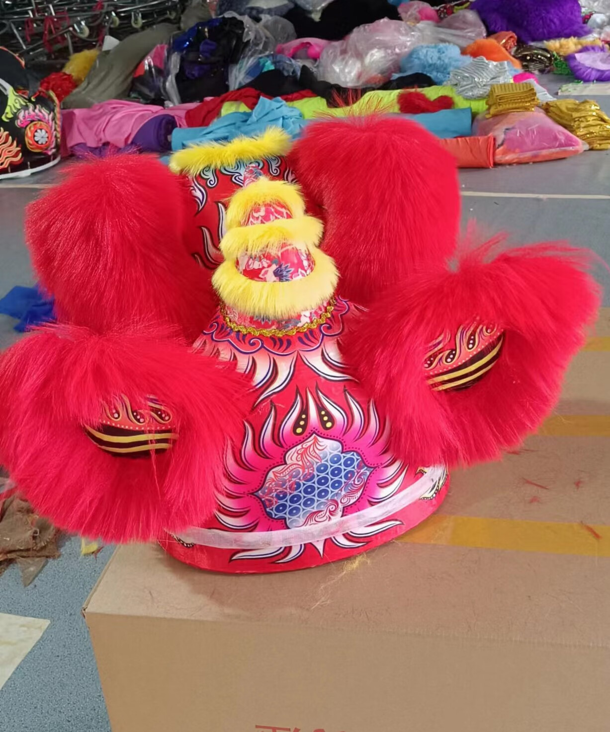 醒狮表演舞台精品全羊毛佛装舞狮子 10寸白色(头 双人舞狮被)【图片