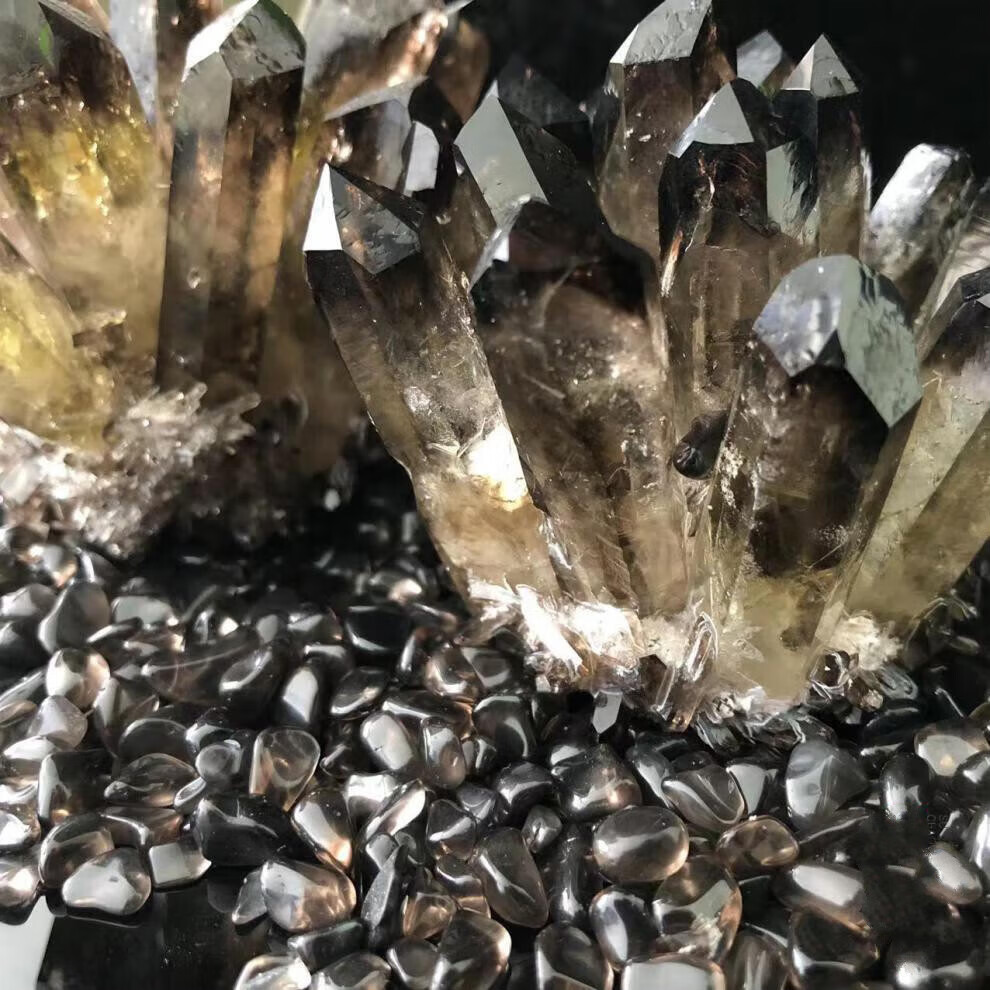 巴翼鸟 天然茶晶簇水晶原石摆件 转运招财奇石装饰开