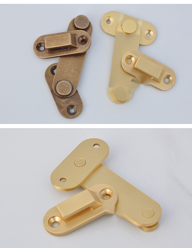 中式纯铜插销门窗铜插销门栓柜门铜插销门闩仿古铜曲插销金色