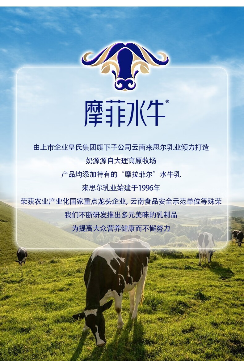来思尔皇氏乳业全低脂摩菲水牛纯牛奶儿童孕妇老人学生早餐奶纯牛奶