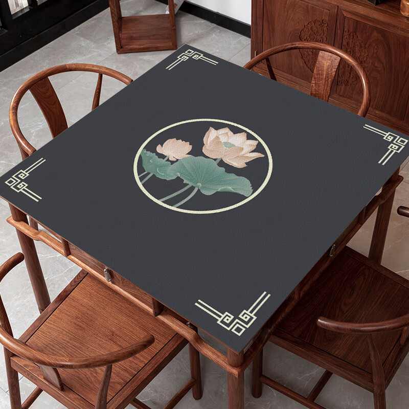 新中式正方形皮革桌布防水防油免洗八仙桌台布方桌中国风加厚防烫登辉