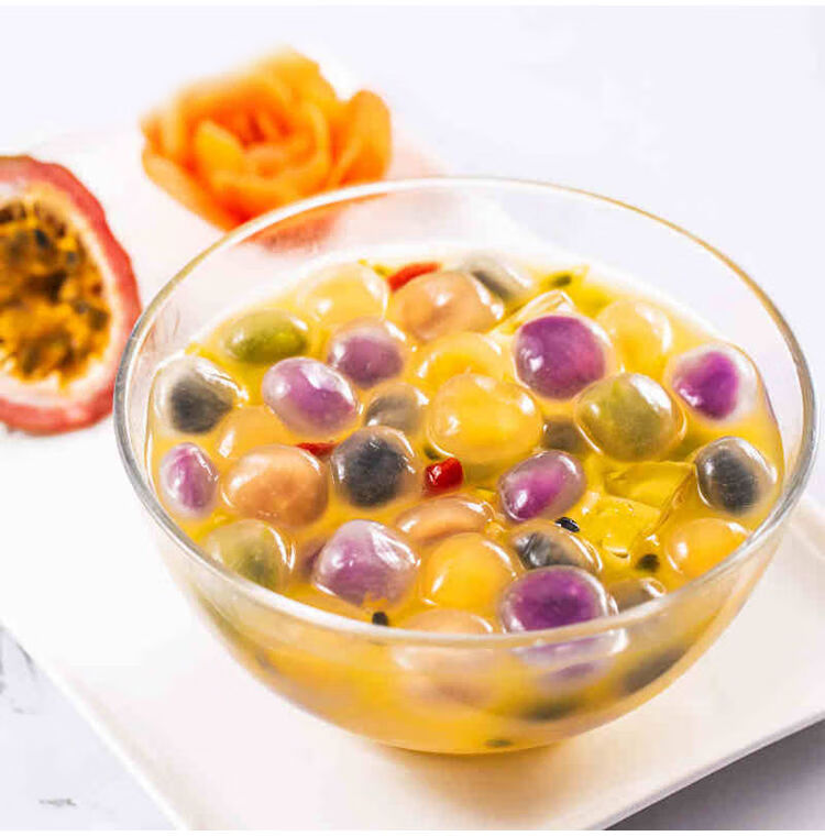 彩色水晶汤圆五彩透明丸子元宵小圆子速冻食品半成品点心甜品五彩钻石