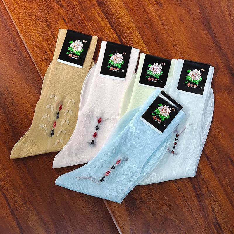 锦人初老式松口丝袜女士夏季锦纶丝袜中老年人丝光袜尼龙 白色(五双装