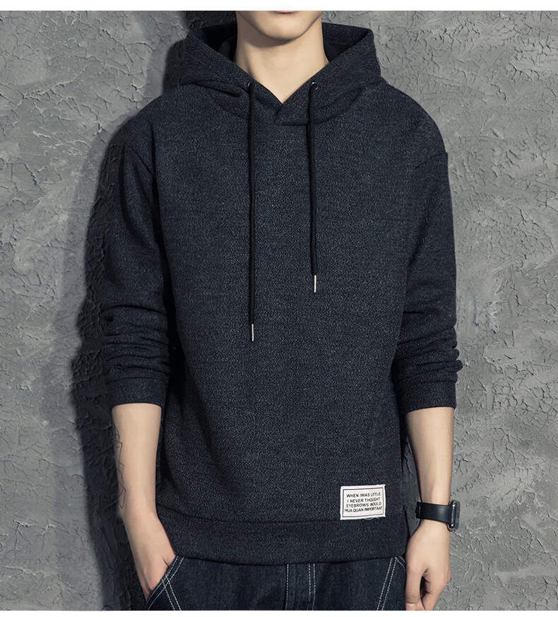 卫衣男连帽日系春秋款帽衫加厚宽松秋冬男生带帽男士上衣外套杏色s