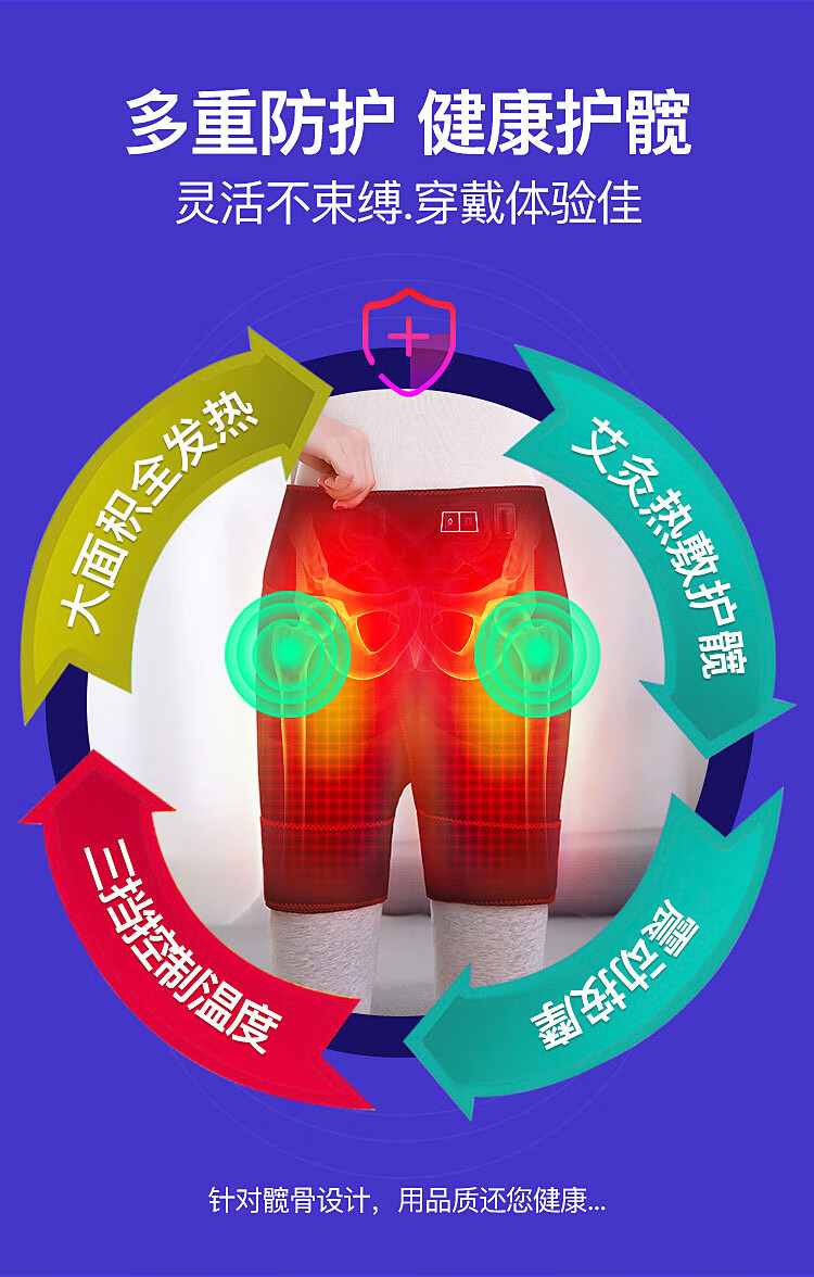 电加热髋关节艾灸理疗股骨头臀部热敷保暖大腿胯部疼痛按摩器护具两侧