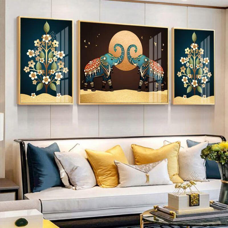 装饰画玄关背景墙餐厅卧室壁画挂画免打孔钻石画新款3晶钻两边3040
